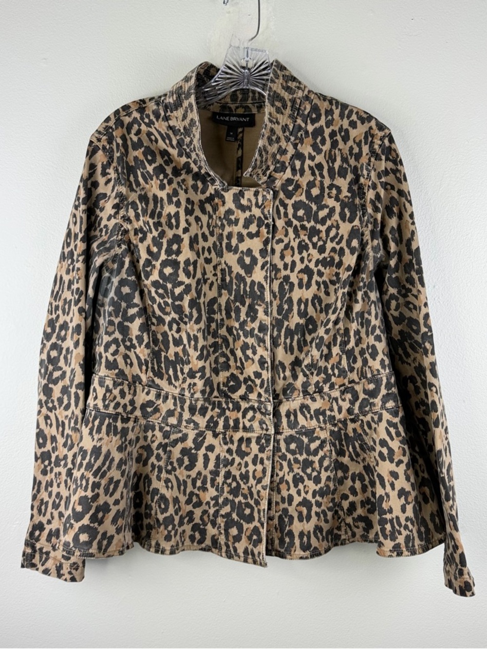 Lane Bryant Leopard Print Peplum Jacket Plus Size 14 Stretch Moto
